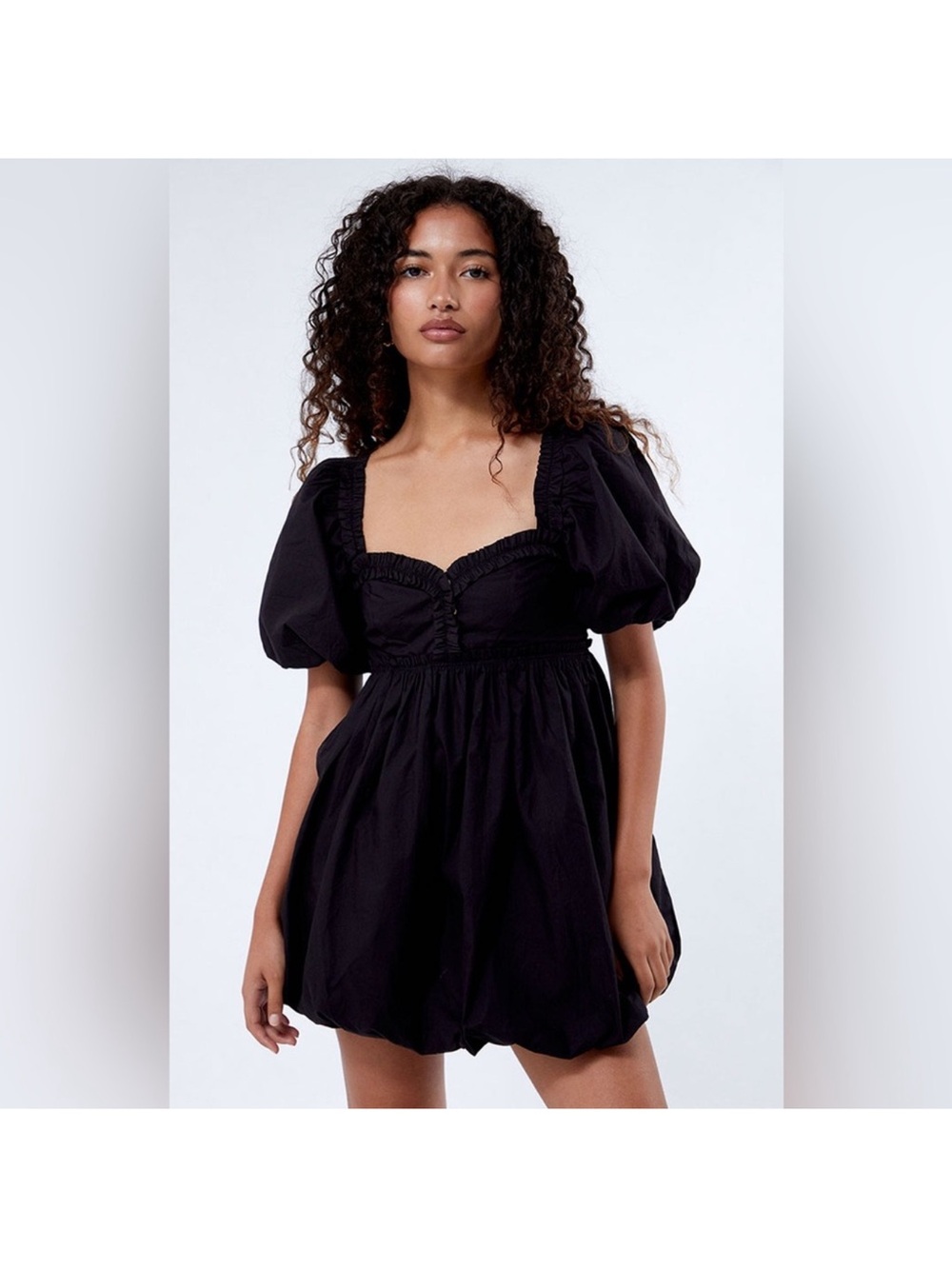 NWOT Free People Black Puff-Sleeve Babydoll Dress